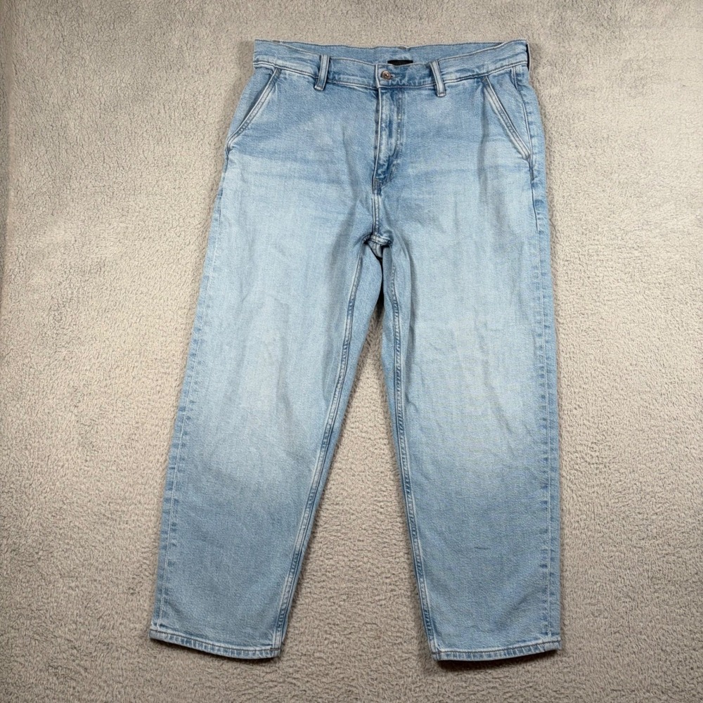Uniqlo Jeans Mens Large Y2k Light Wash‎ Wide Fit Relaxed Denim Pants Baggy 36x27